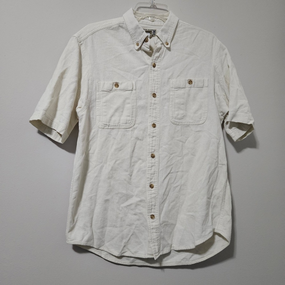 Duluth Trading Co Mens Medium Hemp Organic Cotton Short Sleeve Button Down Shirt